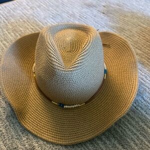 BUNDLE OF FOUR SUN HATS - Stylish Tan Straw Hat with Beaded Band